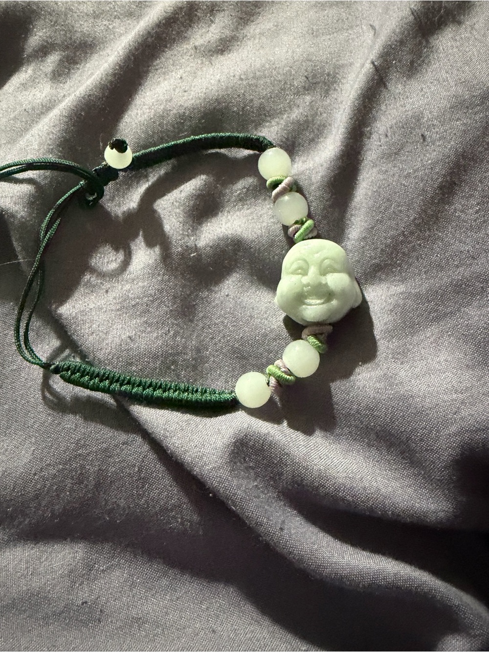 Green Beaded Buddha Charm Bracelet